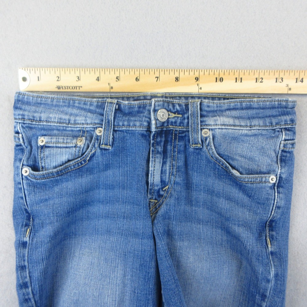 Levi's‎ 518 Superlow Shorts Womens Size 3 Blue Denim Raw Hem Casual Low Rise - Picture 6 of 12